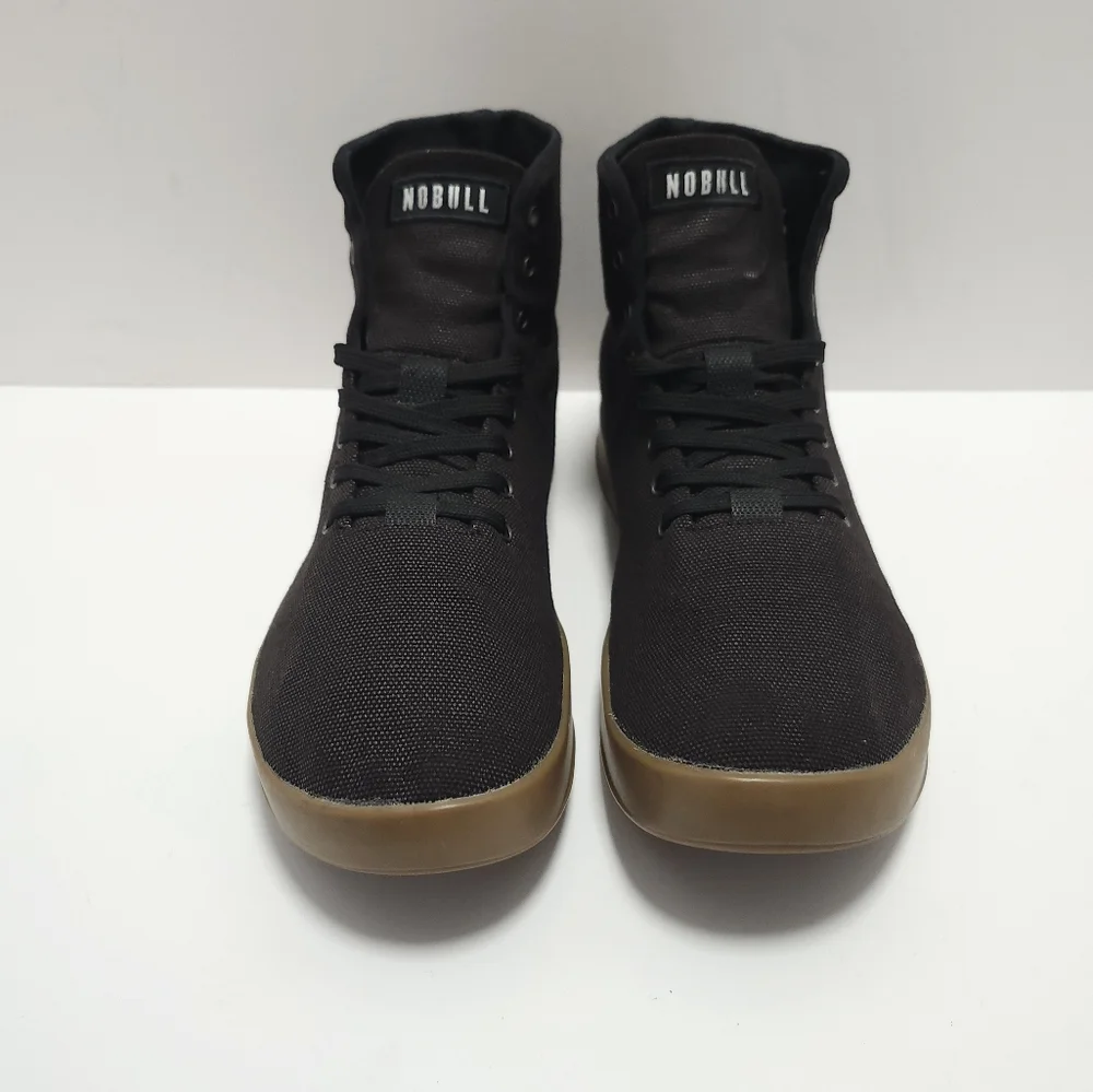 Nobull Mens Hightop Shoes Trainers Size 10.5 Canvas Black - Picture 2 of 7